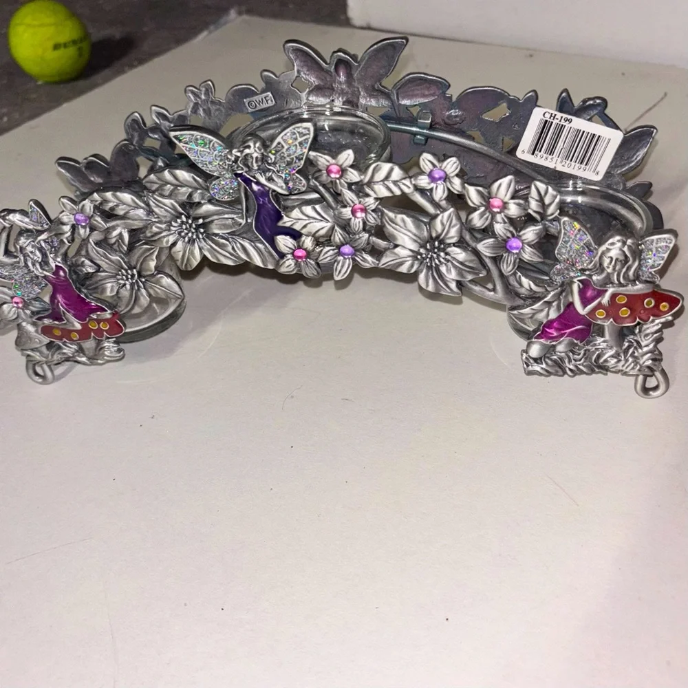 Reserved for Crystal Vintage 90’s Bejeweled, Pewter, Fairy Candle Holder. - Picture 5 of 10